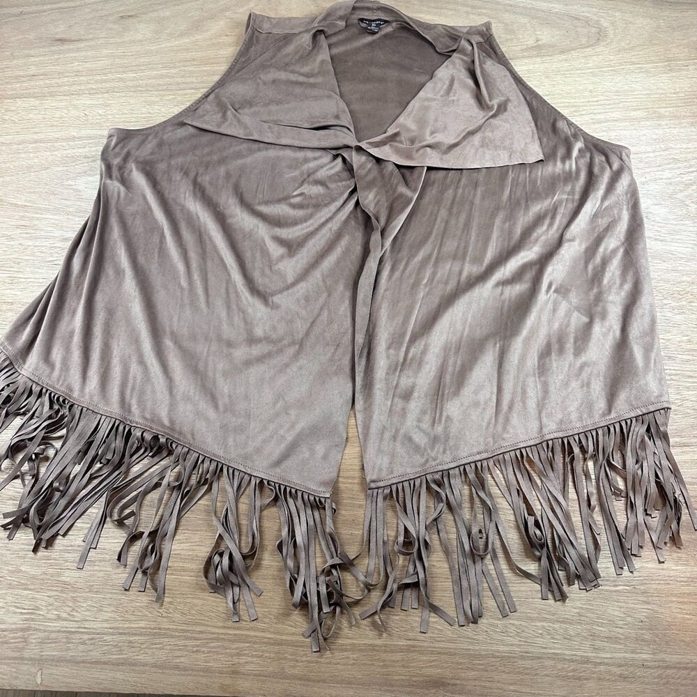 Bit & Bridle Womens 2X Fringe Vest Brown Western Open Front NWT Plus Size